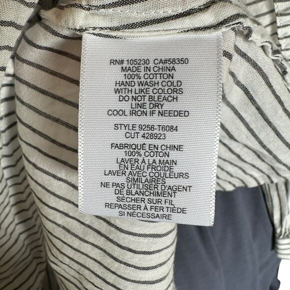 JOIE White Gray Striped Popover Blouse Women's Size Small Lightweight Knit Chic - Picture 5 of 5